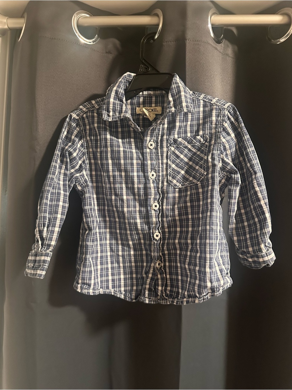 Cherokee Blue Plaid Button-Up Shirt for Kids